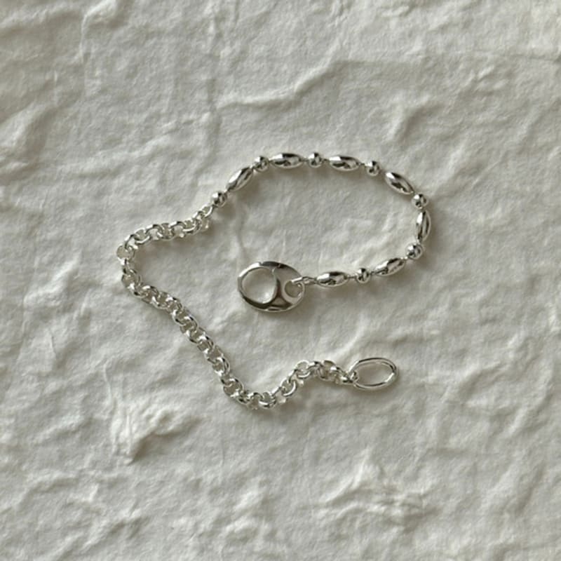 warmrecord Silver Mix Oellipse Chain Bracelet_B015