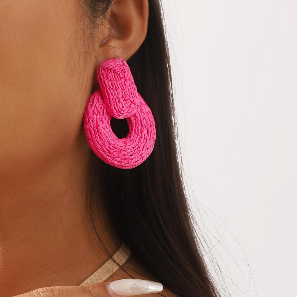 Плетеные серьги из рафии ручной работы в стиле бохо для летнего пляжного отдыха