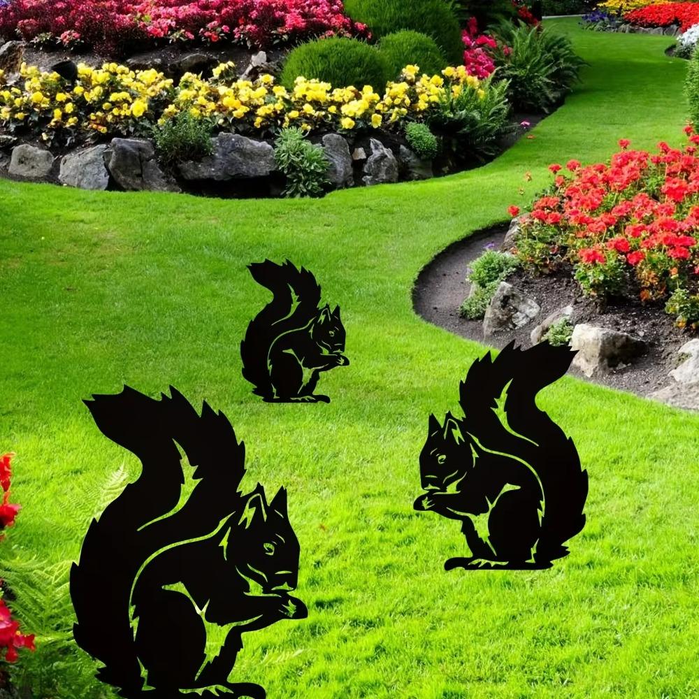 Белка Металлический Садовый Столб Украшения Очаровательное Животное Искусство Для Дворов и Изгородей, Стильные Украшения Для Земли и Садовые Колышки