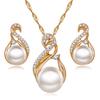 Fashion Pearl Jewelry Set Crystal Necklace Earring Ladies Statement Bridal Wedding Accessories Gifts ARI