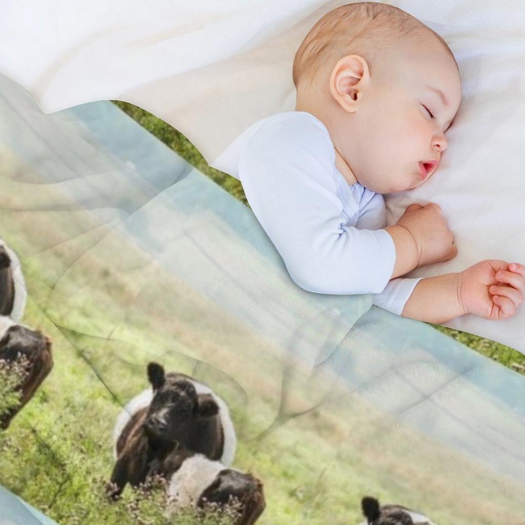 Belted Galloway Cow and Calf Throw Blanket Kid'S Soft Plush Plaid Thin Personalized Gift Blankets