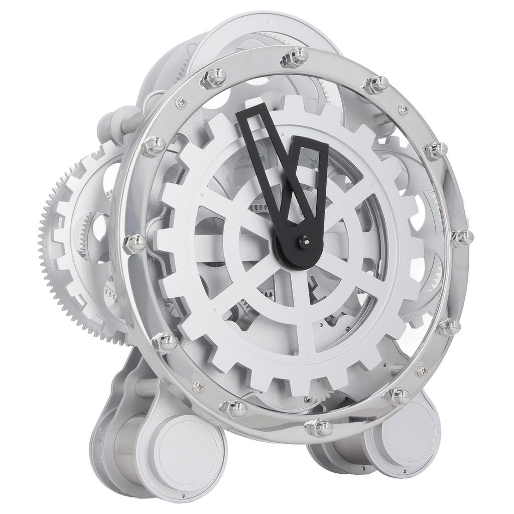 Шестереночные часы Двойная подставка Шестеренки Вращающиеся часы Нержавеющая сталь Винтажный Индустриальный Механические