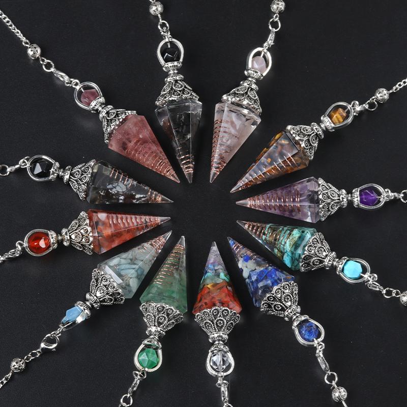 Натуральный Камень Дух Маятник Подвеска Решетчатая Цепь Энергия Удача Таинственный Рейки Смола Для Изготовления Украшений Аксессуары Ожерелья