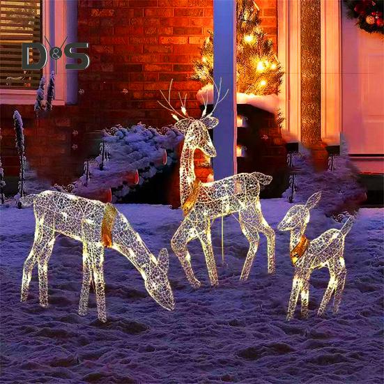 Светодиодный олень, рождественское украшение, железная рама, освещение, олень, украшение для дома и улицы, статуи оленей для декора сада, газона, двора