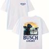 Мужская футболка с круглым вырезом и короткими рукавами с принтом собаки Busch Light, мягкая, дышащая, удобная, повседневная, модная