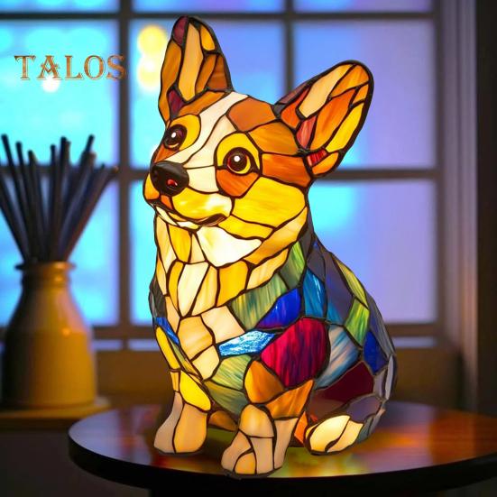 Настольная лампа в виде щенка, винтажная лампа в виде корги и мопса, прикроватная тумбочка из смолы с изображением животных, ночник, светодиодный светильник в собачьей тематике для спальни, гостиной, офиса