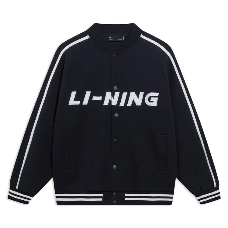 Подкладка Спортивная модная серия Цветные блоки с надписью Бейсбольный воротник с длинным рукавом Куртка унисекс Куртка черная AWDU939-2