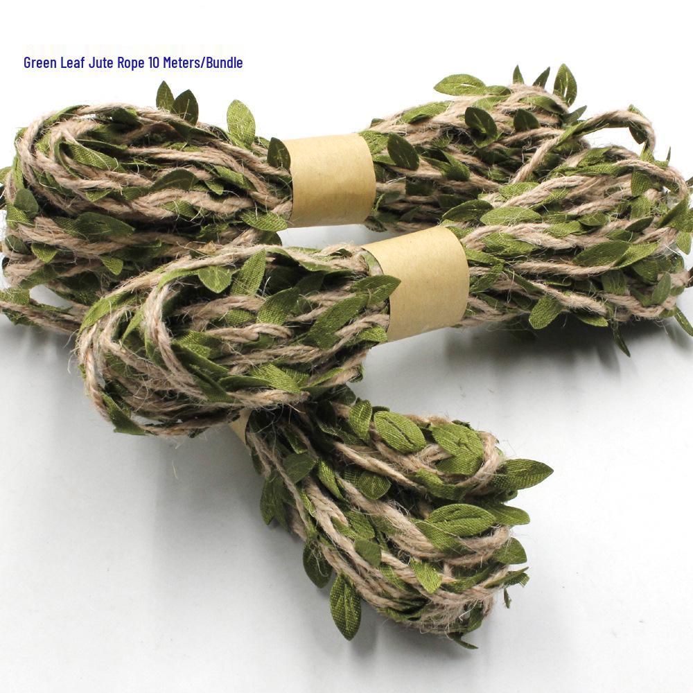 Green Leaf Jute Rope: 10m DIY Vine Leaf Decoration Rope