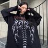 Gothic Long Sleeve Women's Torn Sweater Hip Hop Streetwear Printed Punk Japanese Style Winter Women's Knitted Oversize Crewneck Grunge Sweater