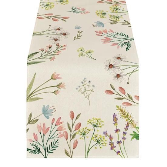 Весенняя цветочная скатерть-дорожка, цветущие цветы, столовое белье, тюльпан, моющаяся скатерть для дома, фермерского дома, обедов, вечеринок, украшение