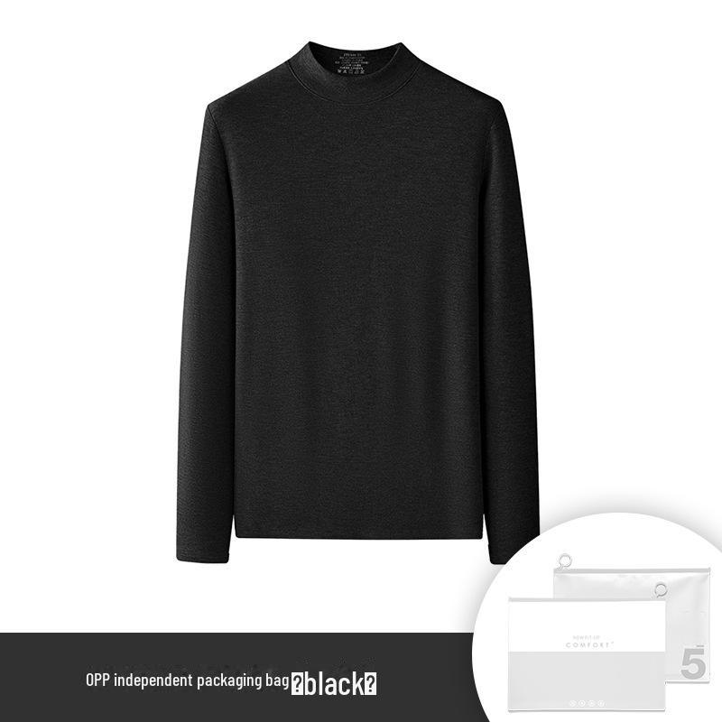 Мужская терморубашка из шелка и шерсти с полувысоким воротником и флисовой подкладкой