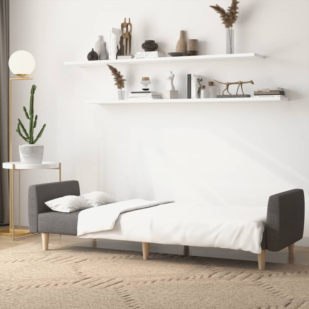 2 Seater Sleeper Sofa in Dark Gray Fabric