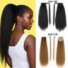 Long Kinky Straight Ponytail Hair Extension 24 Inch Magic Paste Heat Resistant Wrap Around Yaki Ponytail for Black Women