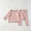 Polka Dot Korean Style Girls' Pajamas - Spring, Autumn, and Winter Two-Piece Set for Kids