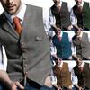 Men's Vests Tweed Suit Business Clothing for Men Striped Waistcoat Punk Vest Groomman Wedding Brown Black Grey Jacket Bleazer