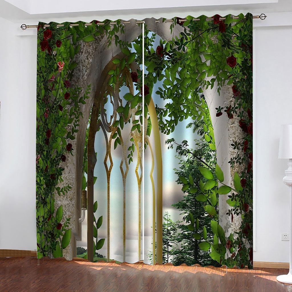 Nordic Curtain 3D Arch Building Curtain For Restaurants Public Places Living Rooms Bedroom Office Cortina, Blackout Curtains