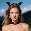 Adults Devil Costumes Set Accessories Devil Bat Headband Flower Lace Choker for Role Play Halloween Cosplay Party Props