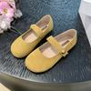 Mary Jane Women's Autumn New Retro Yellow Flat Bottom Round Head Word with Velcro Flat Bottom Single Shoes Women