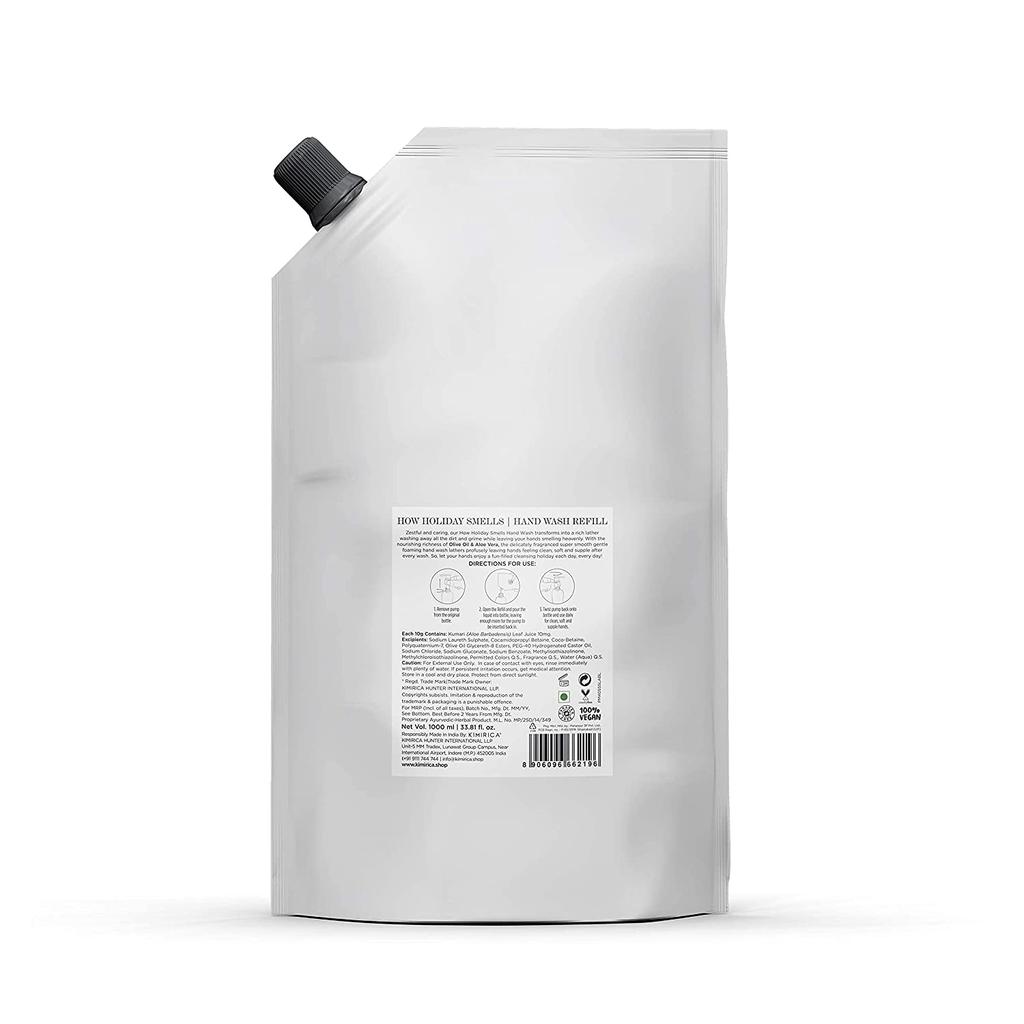 Kimirica How Holiday Smells Миндальное масло и масло ши для мытья рук Refill Pack, 100% веганский продукт и без парабенов, 1000 мл