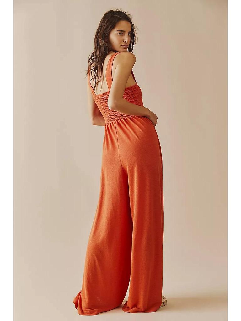 2025 Women's Casual Wide-Leg Solid Color Jumpsuit - Spring/Summer INS Style