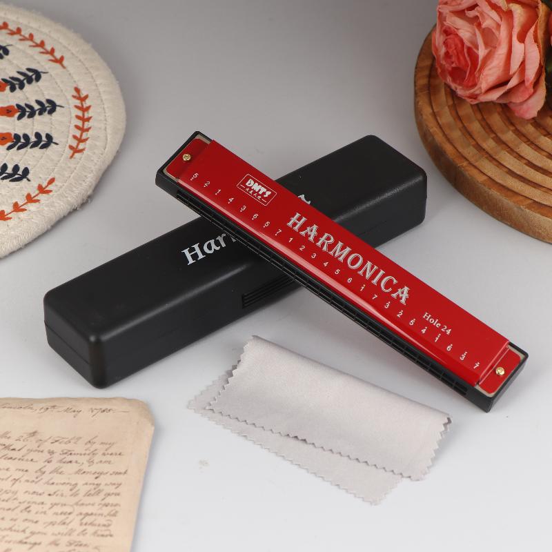 Harmonica Key Of C 24 Hole Diatonic Harmonica C With Case For Beginner Students Kids Gift Blues With Case