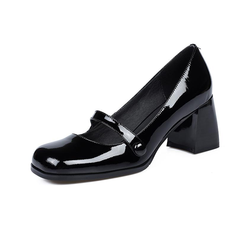 Мода Модные и универсальные Новые Ретро Темпераментные Лоферы Повседневные Туфли с Квадратным Носком На Высоком Каблуке Женские Кожаные Туфли в Британском Стиле