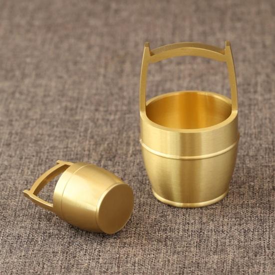 Lustrous Bucket Ornament Creative Long Lasting Decorative Brass A of Golden To Attract Wealth
