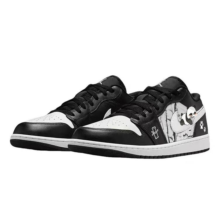 Jordan Air Jordan 1 Нескользящие Устойчивые к истиранию Низкие Винтажные Баскетбольные Кроссовки Унисекс Черно-Белые 553558-043(Команда181-)