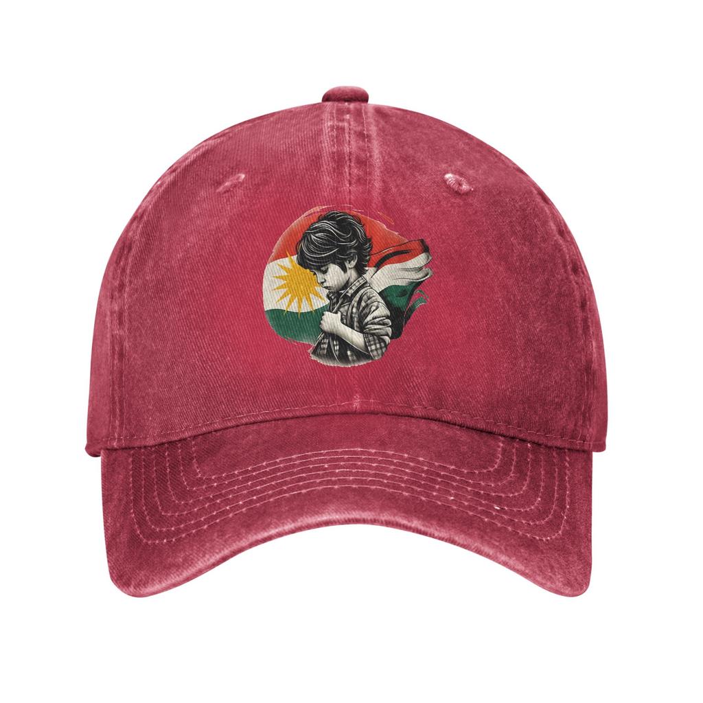 Kurdistan Flag Sun Baseball Cap  Streetwear Men Adult Washed Trucker Hat Sun-Proof Custom  Tennis Skate  Cap Birthday Present