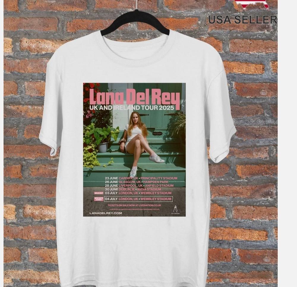 Lana Del Rey UK IRELAND ЛЕТНИЙ ТУР белая футболка Полный размер S-5XL Унисекс футболка