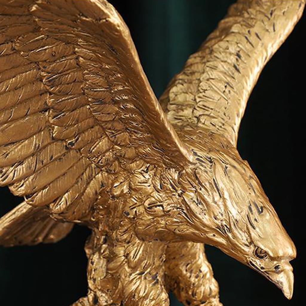 Смола Фигурка Орла Настольная Статуэтка Декор Скульптура Животного Декоративная Ручной Работы Золотого Цвета для Библиотек Ретро Скульптура Орла