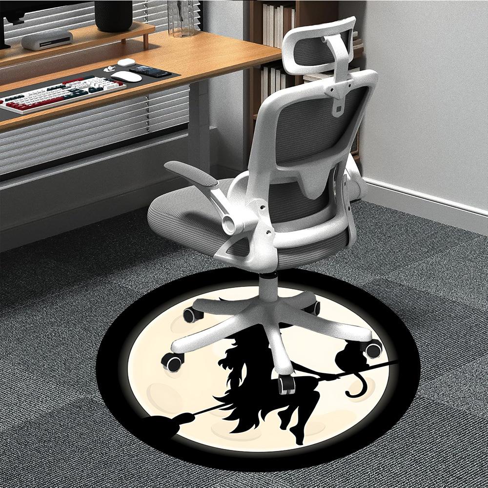 1PC Witch Moon Office Round Area Rug, Mat Suitable For Office, Under Office Chairs Bedroom Living Room Home Decor, Room Deco