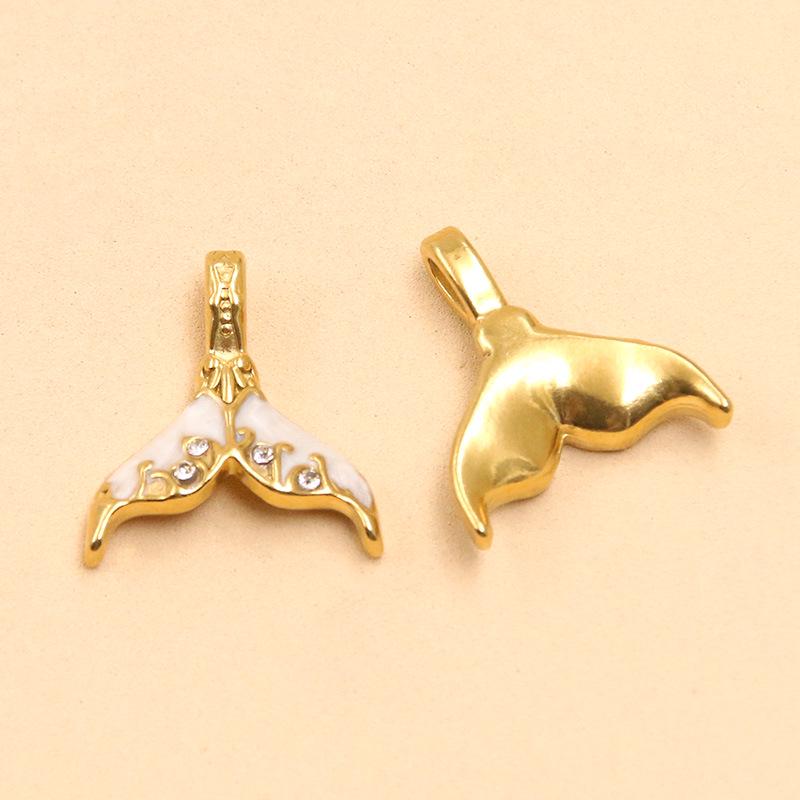 Ocean Style Mermaid Tail Pendant, Gold Plated Stainless Steel, 6 Colors, 16x18mm - DIY Handmade Jewelry Accessory.