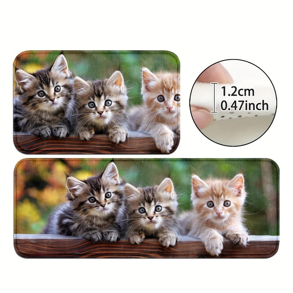 1Pcs Anti Fatigue Kitchen Rugs, Cute Cat Print Waterproof Non-Slip Thick Cushioned Kitchen Mat Heavy Duty Comfort Standing Mat for Kitchen