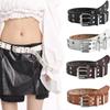 Hip Hop Rivet Belts Punk Rock Style Double Pin Buckle Waistband Men Women Gothic Leather Belt