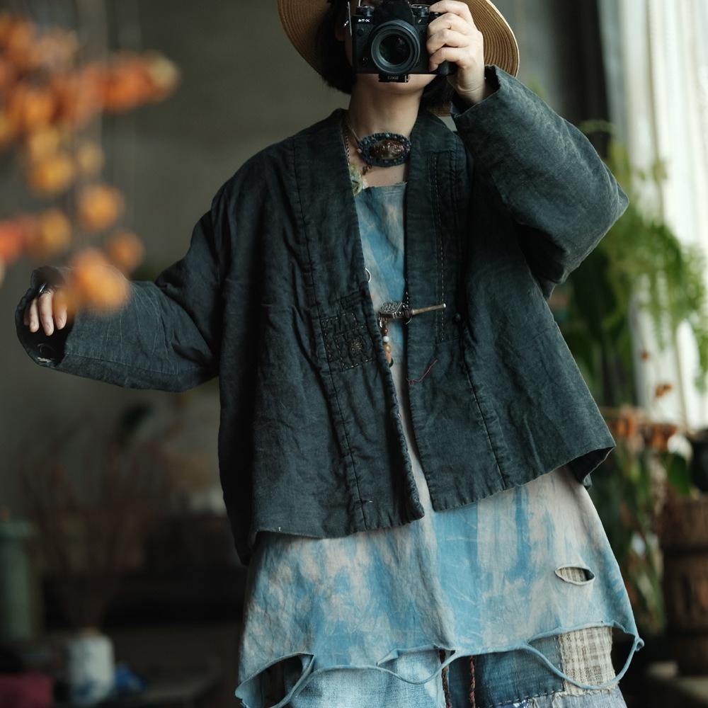 Johnature Винтажные женские лоскутные пальто с V-образным вырезом и длинными рукавами, осенние пальто на одной пуговице