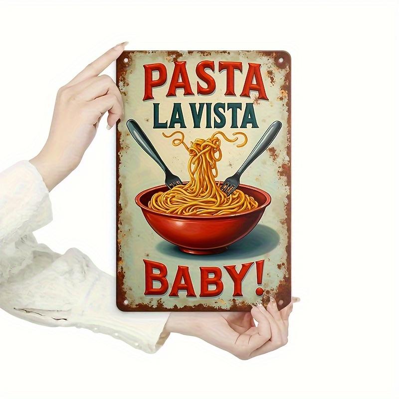 D Flat D Flat D FlatVintage Italian Pasta Wall Decor Pasta La Vista X Inch HeavyDuty Art with Fork MenS Dens Bars