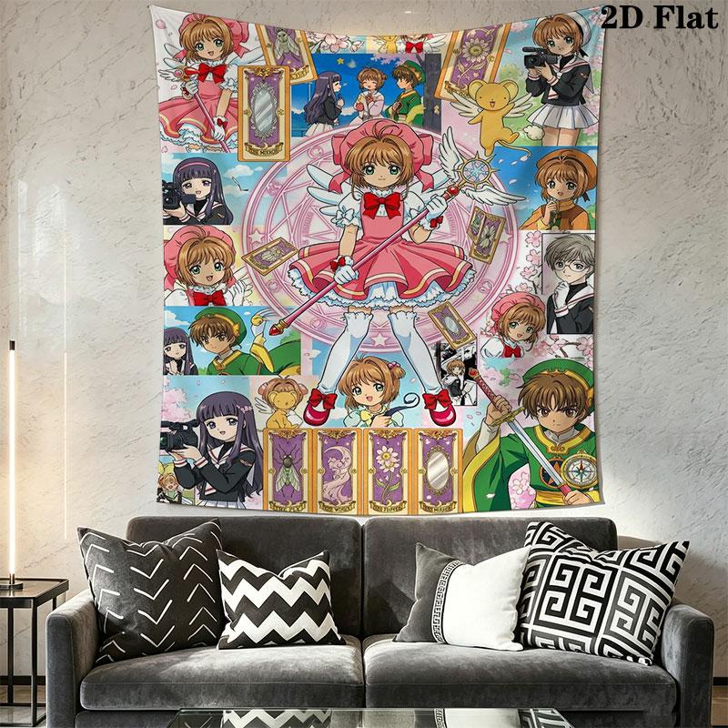 Cardcaptor Sakura Wall Hanging Printed Fabric Blanket Decorative Tapestries for Bedroom Living Room Home Decor
