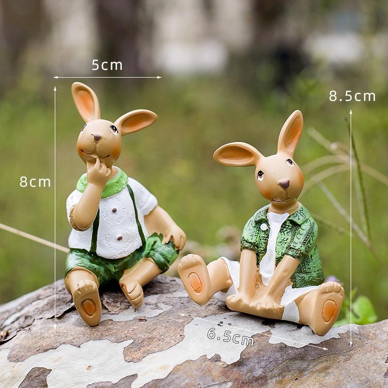 Balcony Garden Creates Decorative Arrangements with Cartoon Animals, Creative Rabbits, Courtyard Tabletop Resin, Cute Healing Ornaments