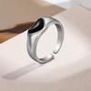 Trendy Silver Color Heart Couple Rings for Women Lover Adjustable Rings Set Engagement Wedding Open Rings Jewelry