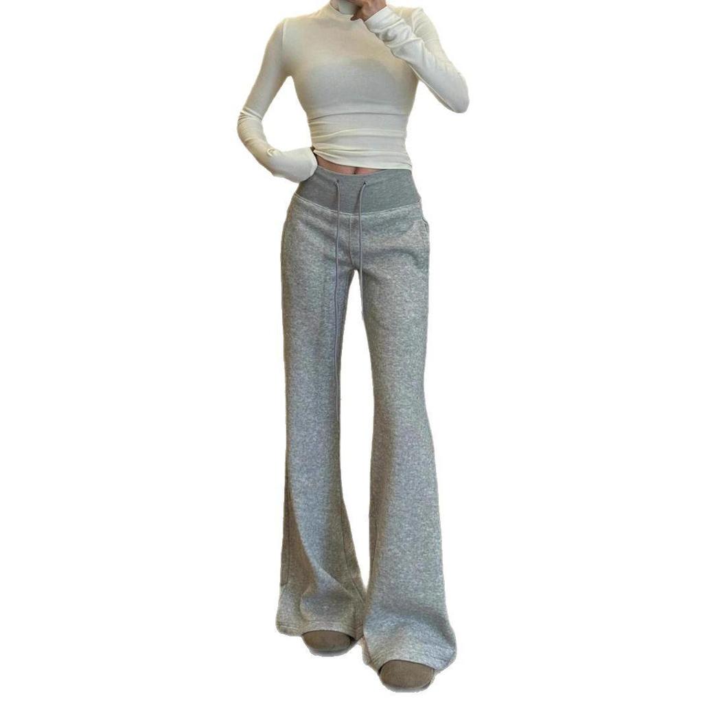 Women's Slim-Fit Pink Micro-Flared Yoga Pants - Versatile, Floor-Length Design