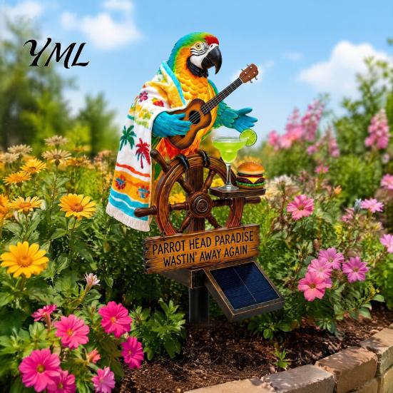 Animal Themed Lighting Solar-Powered Parrot Garden Light, Waterproof Stake Lamp with Auto Light On/Off, Bird Decorative for Outdoor Patio Pathway