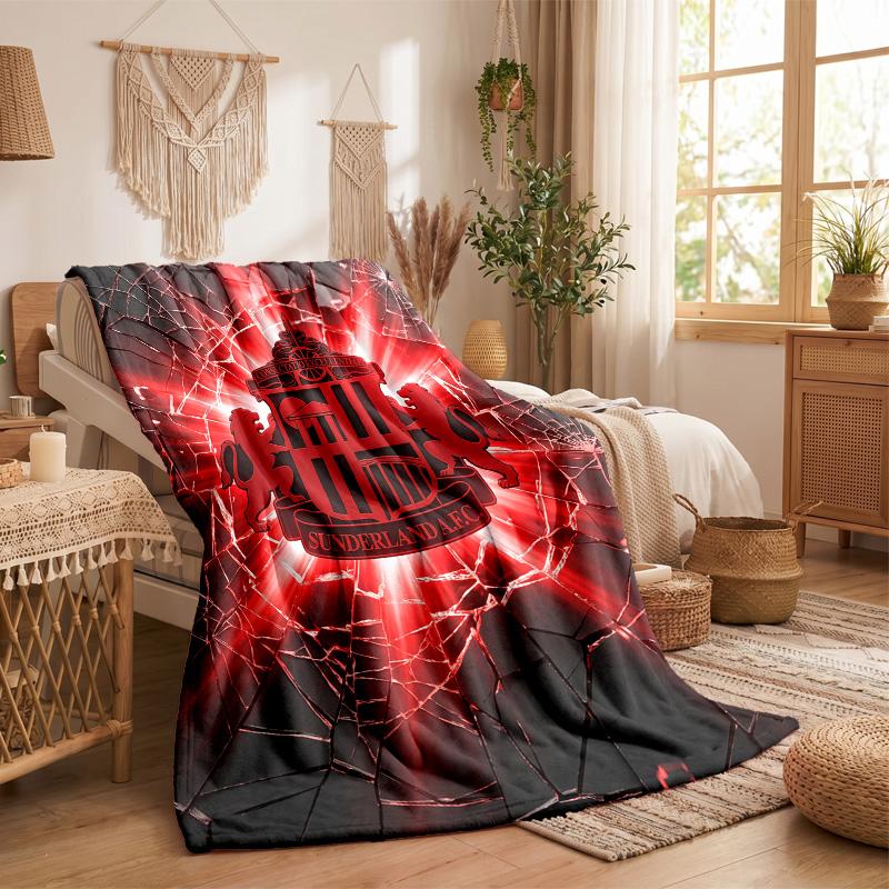 Sunderland Football Print Flannel Blanket Soft Warm Sofa Bed Throw Blanket For Home Office Bedroom