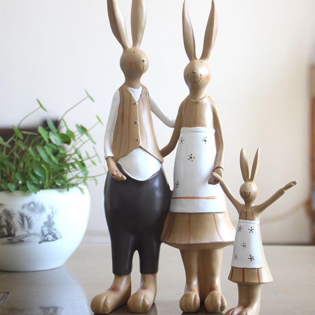 Статуя кролика, смоляное покрытие, милый винтажный вид, яркая прозрачная текстура, украшение для садового кролика