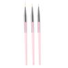 3pcs Nail Art Dotting Liner Brush UV Gel Painting Pen Drawing Tool Set Rhinestone Handle (Pink)