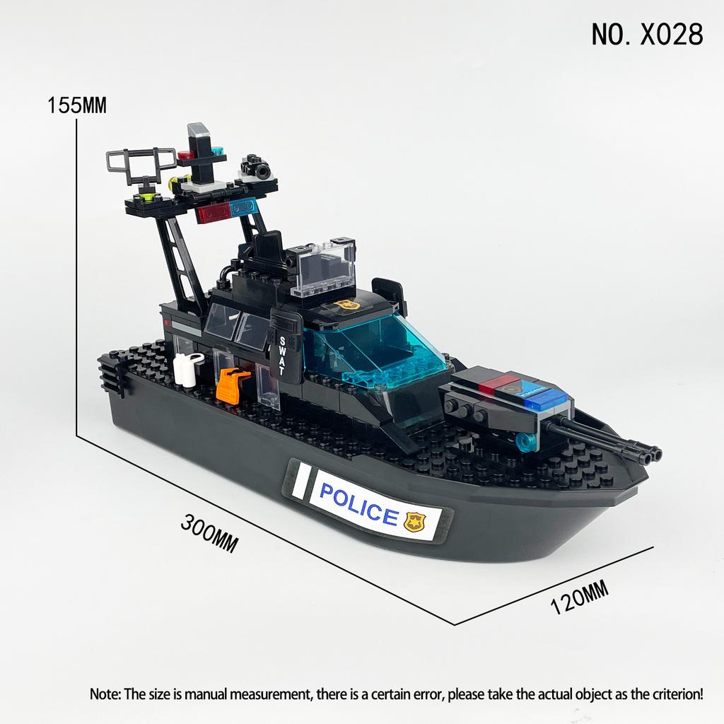 New Military Patrol Boat Building Blocks Set, Camouflage Warship DIY Assembly Toy, Educational Bricks Gift for Kids And Adults