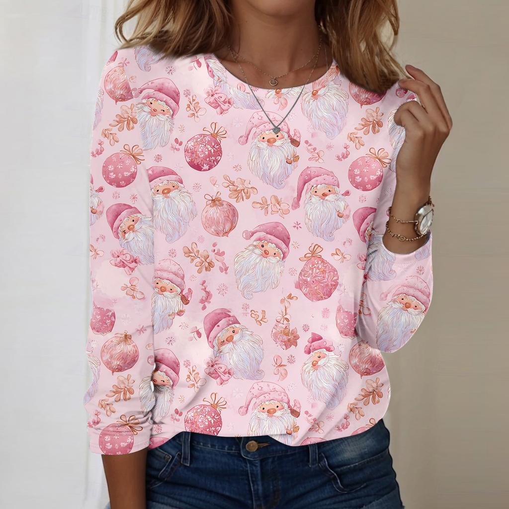 Long Sleeve Shirts For Women Cute Print Graphic Tees Blouses Casual Plus Size Basic Tops Pullover