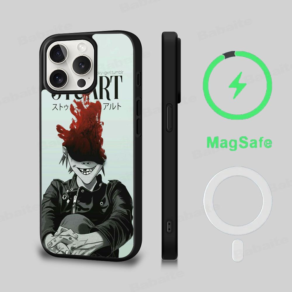 G-Gorillaz Phone Case Magesafe Magnetic Wireless Charge Case For iPhone 16 11 12 13 14 15 Pro Max Plus Mini