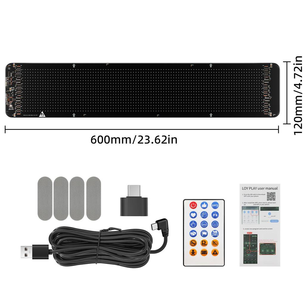RGB LED Car Sign Animation LED Matrix Pixel Panel DIY Programmable Bluetooth-compatible App Control LED Flexible Display Light