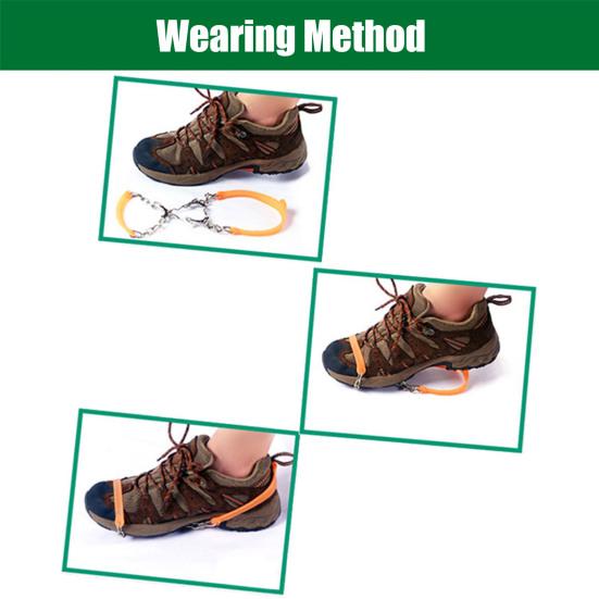 2 шт. Кошки для обуви Ледоступы Шипы для сцепления Снежные накладки Противоскользящие 6 металлических шипов Легко надеваемые кошки для ботинок Обувь Пеший туризм Альпинизм